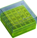 Caixa de criopreservação, 75 x 75 x 52 mm, dimensão da grade: 5 x 5, para 25 recipientes