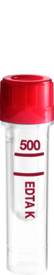 Microvette® 500 EDTA K3, 500 µl, tampa vermelha, fundo plano