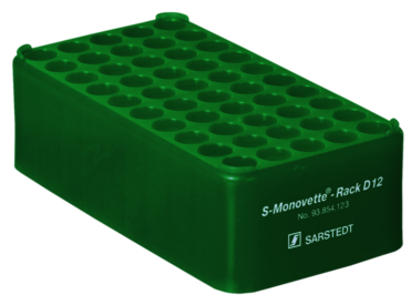 Rack S-Monovette® D12, Ø da abertura: 12 mm, 5 x 10, verde