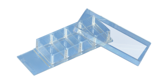 x-well cell culture chamber, 4 wells, on PCA slide, removable frame