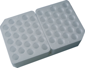 Rack, styrofoam, format: 10 x 5, suitable for 15 ml tubes