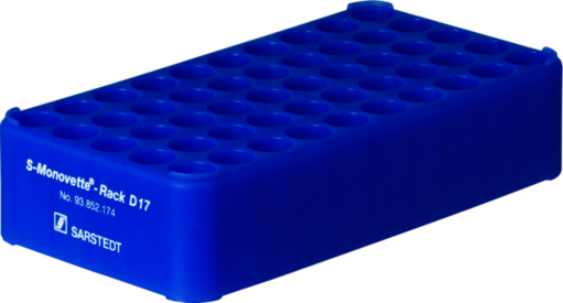 Rack S-Monovette® D17, Ø da abertura: 17 mm, 5 x 10, azul