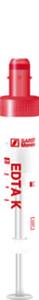 S-Monovette® EDTA K3, 2,6 ml, tampa vermelha, (CxØ): 65 x 13 mm, com etiqueta de plástico