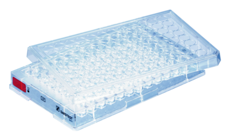 Plaque de culture cellulaire, 96 puits, surface : Standard, forme du fond : conique
