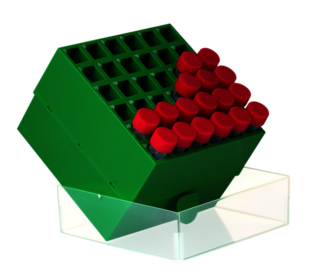 Caja de almacenamiento, tapa superior encajada, PP, dimensión modular: 6 x 6, para 36 recipientes