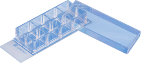 x-well cell culture chamber, 8-well, on glass slide, removable frame