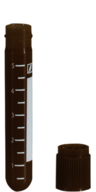 Screw cap tube, 5 ml, (LxØ): 75 x 13 mm, round base, PP, cap enclosed, 100 piece(s)/bag