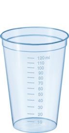 Copo multiuso, volume máx.: 125 ml, (CxØ): 85 x 62 mm, graduado, PP, transparente