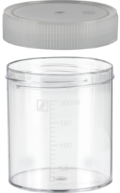 Multi-purpose container, 250 ml, (LxØ): 78 x 70 mm, graduated, PS, transparent
