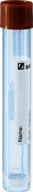 Tubo para fezes, com colher, tampa de rosca, (CxØ): 101 x 16,5 mm, transparente