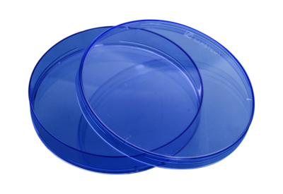 Petri dish, 92 x 16 mm, blue, with ventilation cams