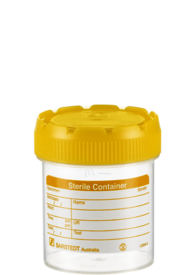 Multi-purpose container, max. volume: 70 ml, (LxØ): 55 x 44 mm, graduated, PP, translucent, with paper label