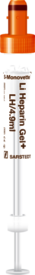 S-Monovette® Lithium heparin gel+ LH, 4.9 ml, cap orange, (LxØ): 90 x 13 mm, with plastic label