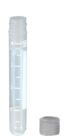 Tube avec bouchon à vis, 4,5 ml, (L x Ø) : 75 x 12 mm, PP, avec aplat