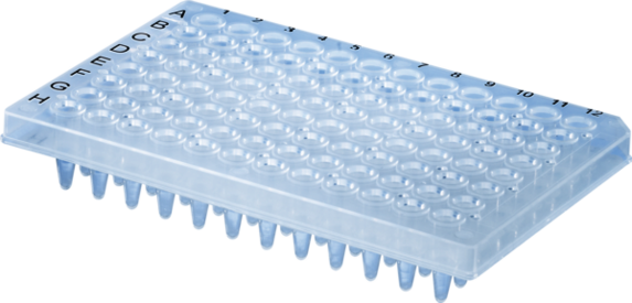 PCR plate half skirt, 96 well, transparent, High Profile, 200 µl, PCR Performance Tested, PP