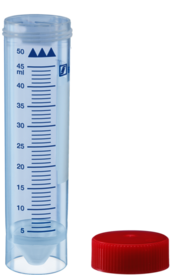 Tube avec bouchon à vis, 50 ml, (L x Ø) : 115 x 28 mm, PP, avec aplat