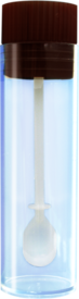 Stuhlröhre, mit Löffel, Eindrückstopfen, (LxØ): 75 x 23,5 mm, transparent