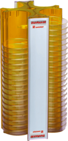 DishRack, hauteur : 370 mm, jaune, pour 88 boîtes de Petri jusqu’à 92 mm Ø