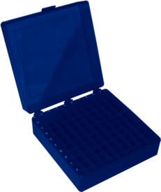 Caixa de armazenamento, tampa articulada, PP, dimensão da grade: 10 x 10, para 100 recipientes