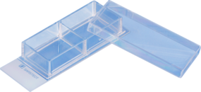 x-well cell culture chamber, 2-well, on glass slide, removable frame