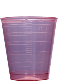Copos medicinais, 30 ml, (CxØ): 40 x 37 mm, graduado, PP, vermelha