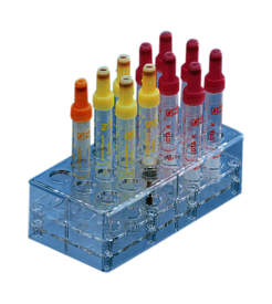 Portoir, PC, format : 6 x 3, compatible avec tubes, cuvettes carrées, tous les Ø de S-Monovette®