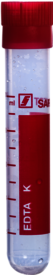 Probenröhre, EDTA K3E, 10 ml, Verschluss rot, (LxØ): 95 x 16,8 mm, mit Druck