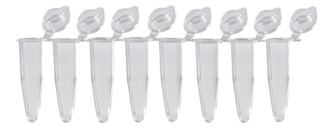 PCR strip of 8, PCR Performance Tested, transparent, PP, flat cap