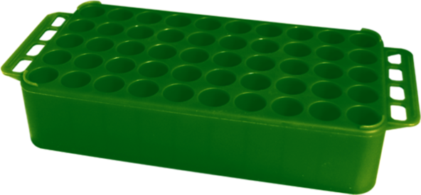 Rack S-Monovette® D17, Ø orifice : 17 mm, 5 x 10, vert, avec poignée