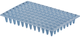 Plaque PCR sans jupe, 96 puits, transparent, Low profile, 100 µl, PCR Performance Tested, PP