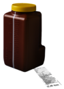 Urine container, 3 l, with inspection strip and enclosed label with instructions for use, brown, with light protection, graduated