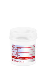 Multi-purpose container, max. volume: 70 ml, (LxØ): 55 x 44 mm, for screw cap 45 mm, graduated, PP, translucent, with paper label