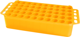 Rack S-Monovette® D17, Ø orifice : 17 mm, 5 x 10, jaune, avec poignée