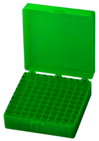 Caixa de armazenamento, tampa articulada, PP, dimensão da grade: 10 x 10, para 100 recipientes