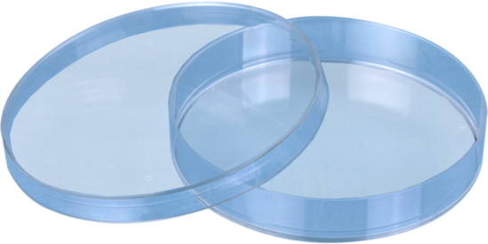 Placa de Petri, 92 x 16 mm, transparente, sem saliências de ventilação