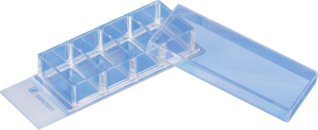 x-well cell culture chamber, 4-well, on glass slide, removable frame