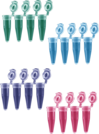 PCR strip of 4, 200 µl, PCR Performance Tested, colour mix, PP, flat cap