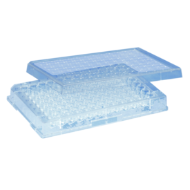 Micro test plate, 96 well, slip-on lid, base shape: conical, PS, transparent