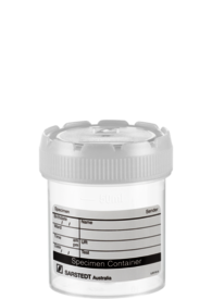 Multi-purpose container, max. volume: 70 ml, (LxØ): 55 x 44 mm, graduated, PP, translucent, with paper label