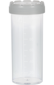 Vaso multiuso, 120 ml, (LxØ): 105 x 44 mm, graduada, PP, transparente