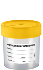 Container, Sodium thiosulphate, 250 ml, (LxØ): 78 x 70 mm, graduated, PS, with paper label