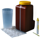 UriSet 24, without preparation, 3 l, with Urine-Monovette® 10 ml, brown, with light protection, graduated