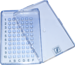 Placa de microtitulação, Terasaki, 60 poço, tampa de encaixe, forma do fundo: cônico, PS, transparente