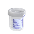 Urin-Becher, 90 ml, (ØxH): 60 x 65 mm, PP, mit Papieretikett, transparent