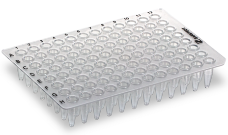 Plaque PCR sans jupe, 96 puits, transparent, High profile, 200 µl, PCR Performance Tested, PP