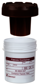 Faeces tube, with blade, screw cap, (LxØ): 55 x 44 mm, white