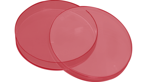 Petri dish, 92 x 16 mm, red, with ventilation cams