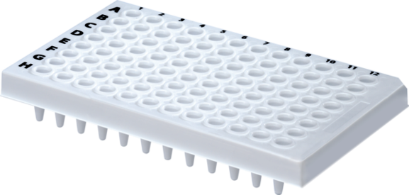 PCR plate half skirt, 96 well, white, High Profile, 200 µl, PCR Performance Tested, PP