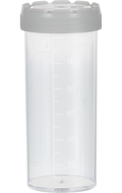 Multi-purpose container, max. volume: 120 ml, (LxØ): 105 x 44 mm, graduated, PP, transparent