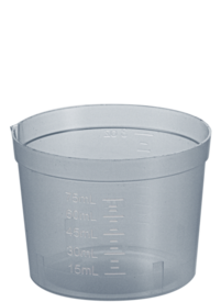 Urine container, 75 ml, (ØxH): 65 x 48 mm, PP, transparent